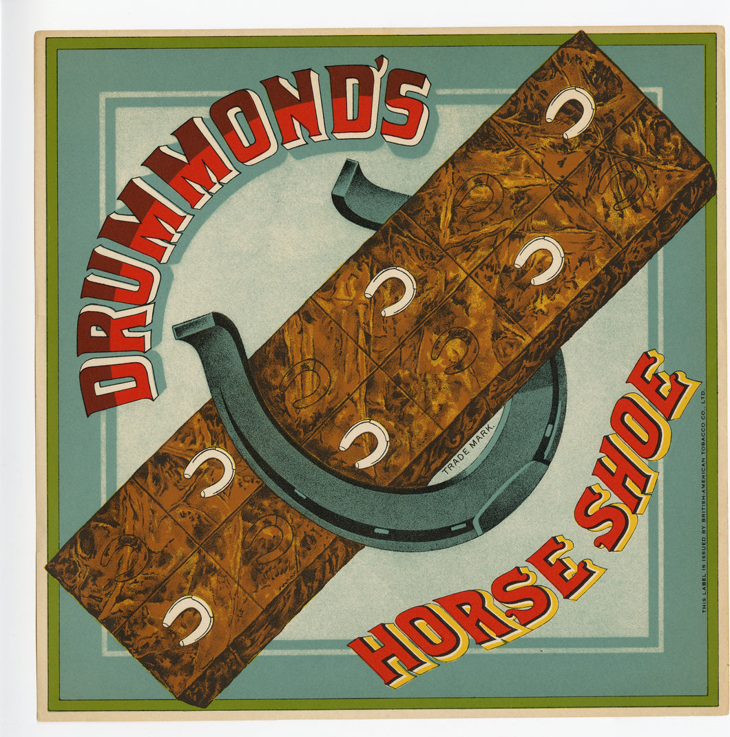 DRUMMOND'S HORSE SHOE Caddy Crate Label || British American Tobacco Co. - TheBoxSF