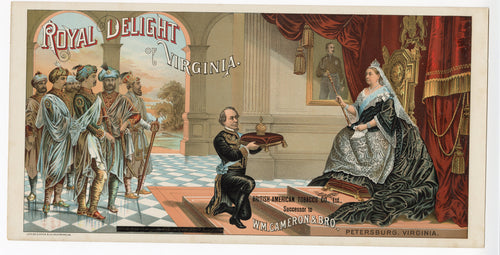 ROYAL DELIGHT OF Virginia TOBACCO Caddy Label || British-American Tobacco Co., W.M. Cameron & Bro., Old, Vintage - TheBoxSF
