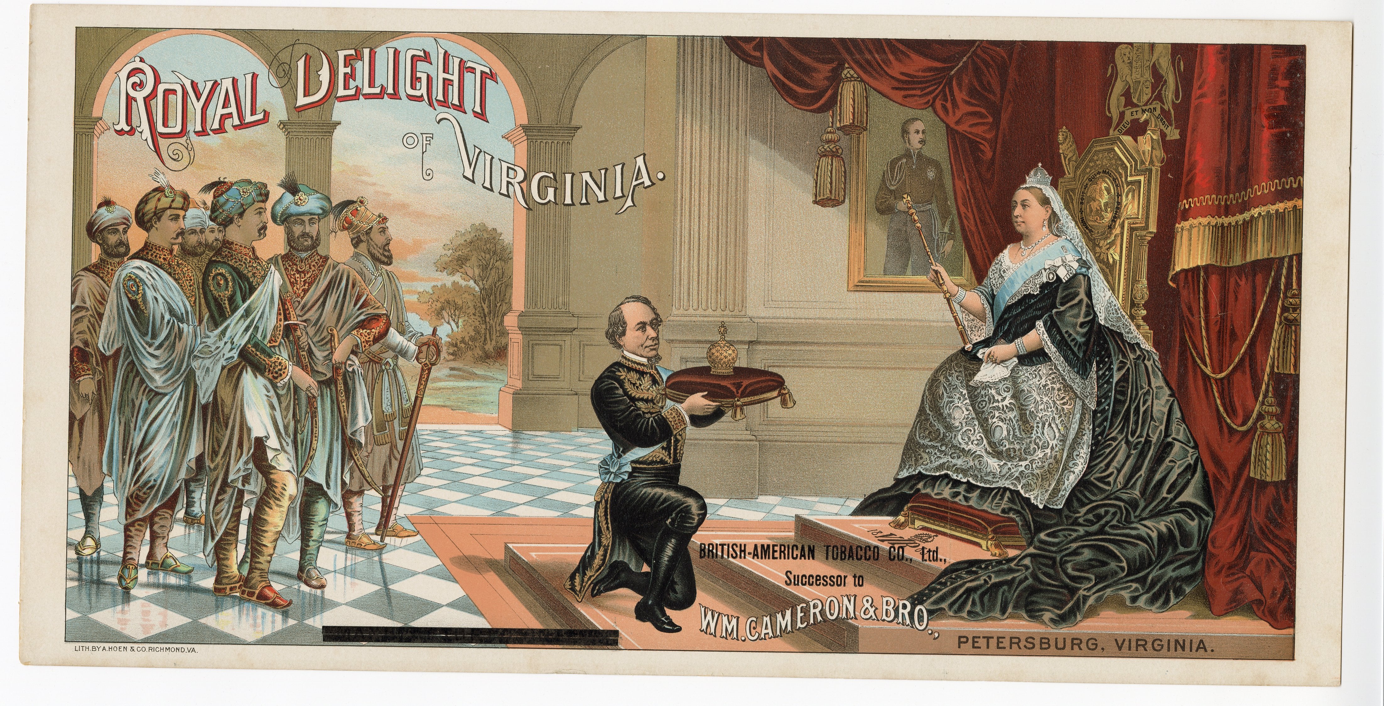Late 1800's Royal Delight of Virginia, Queen Victoria Tobacco Cady Crate  Label, Colonialism, Monarchy, VERY RARE