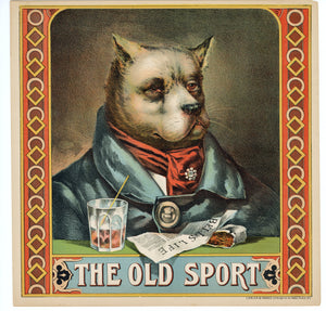 The OLD SPORT Caddy Label || Liebler & Maass Lithography, DOG, Old, Vintage
