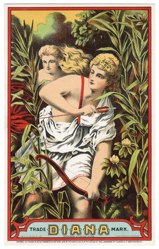 DIANA Caddy Crate Label || A. Hoen & Co. Lithograph, Old, Vintage, Arrow