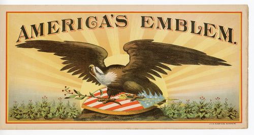 AMERICA'S EMBLEM Caddy Crate Label || A. Hoen & Co. Lithograph, Old, Vintage