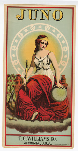 JUNO Caddy Label || T.C. Williams Co., Virginia, Old, Vintage - TheBoxSF