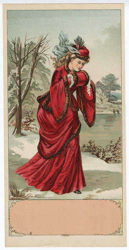 UNLABELED Caddy Crate Label || WOMAN, red DRESS, Winter, Old, Vintage