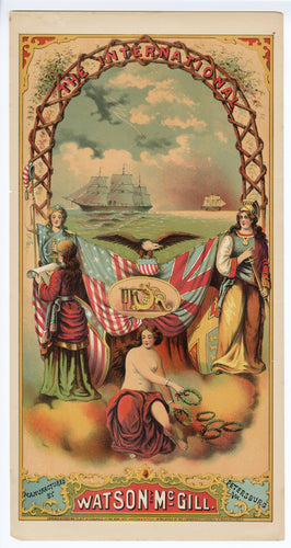 The INTERNATIONAL Caddy Label || Watson & McGill, Petersburg, Virginia, Eagle, Old, Vintage - TheBoxSF