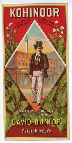 KOHINOOR Caddy Crate Label || David Dunlop, Petersburg, Virginia, Old, Vintage - TheBoxSF