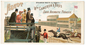 ASCOT DARK AROMATIC Caddy Label || W.M Cameron & Bro's, British-American Co., Petersburg, Virginia, Antique - TheBoxSF