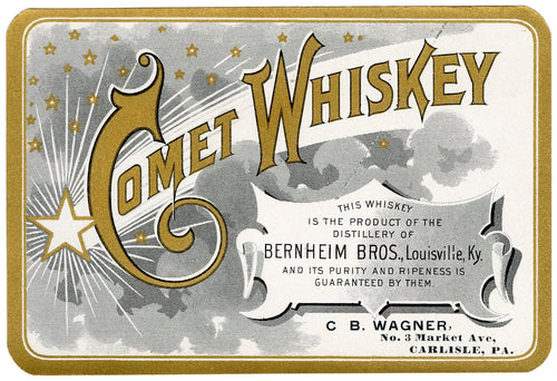 COMET WHISKEY Label || BERNHEIM BROS, Louisville, Vintage - TheBoxSF