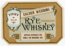 Load image into Gallery viewer, Finch&#39;s GOLDEN WEDDING Rye WHISKEY Label || Finch&#39;s Old, Family and Medical Use - TheBoxSF