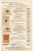 Load image into Gallery viewer, JAMES TURNBULL SCOTCH WHISKY Three Labels &amp; Brochure || CELEBRATED BLEND, RARE OLD LIQUEUR, TRADEMARK LONDON BLEND, Hawick, Edinburgh, Leith, Scotland, Vintage - TheBoxSF