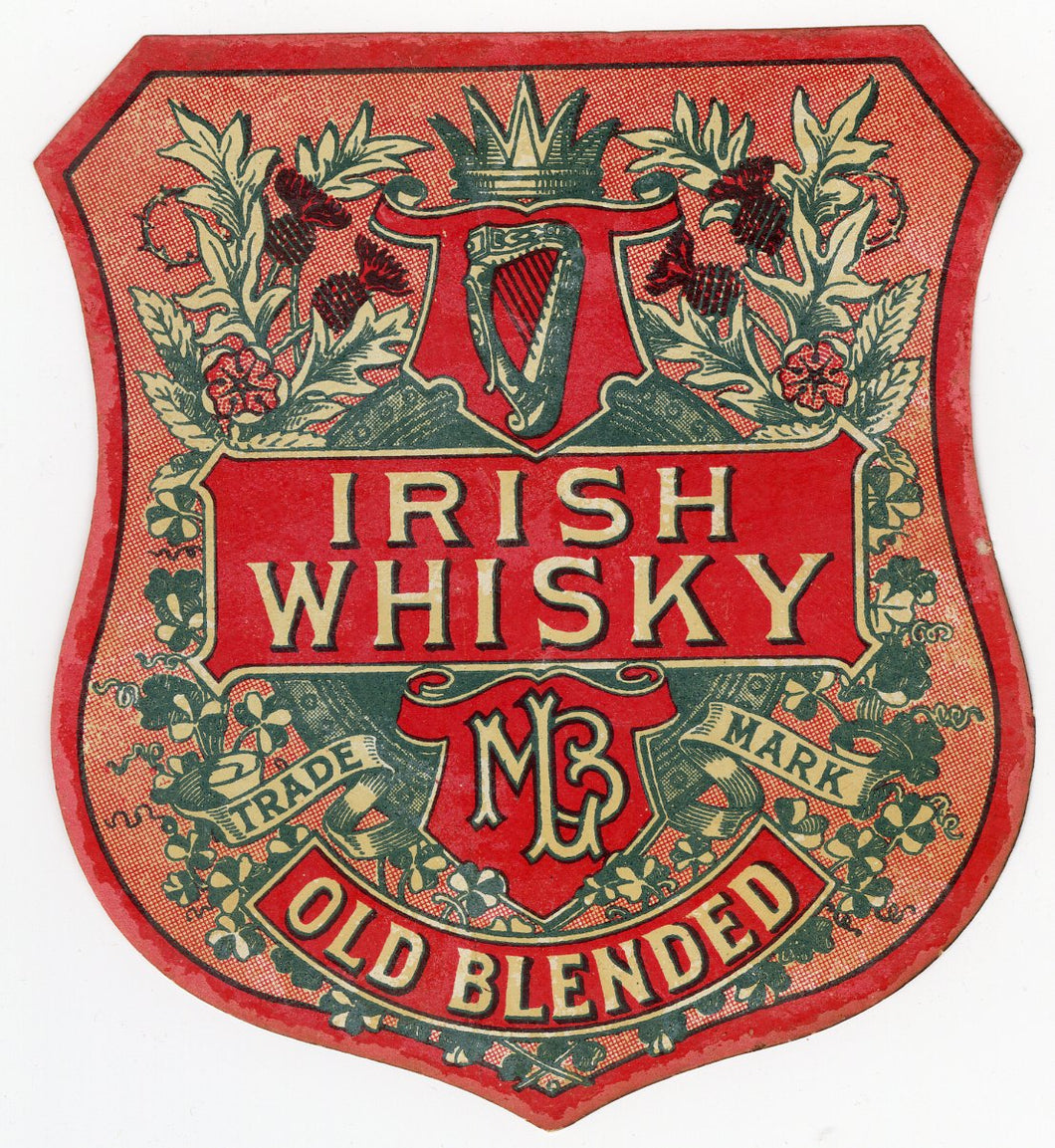 MLB IRISH WHISKEY Label || Trademarked, Old Blended, Vintage - TheBoxSF