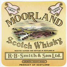 Load image into Gallery viewer, MOORLAND SCOTCH WHISKEY Label || R.B. Smith &amp; Son, Scotland, Vintage - TheBoxSF