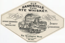 Load image into Gallery viewer, OLD HANNISVILLE Pure RYE WHISKEY Label || Bordertown, New Jersey, Vintage - TheBoxSF