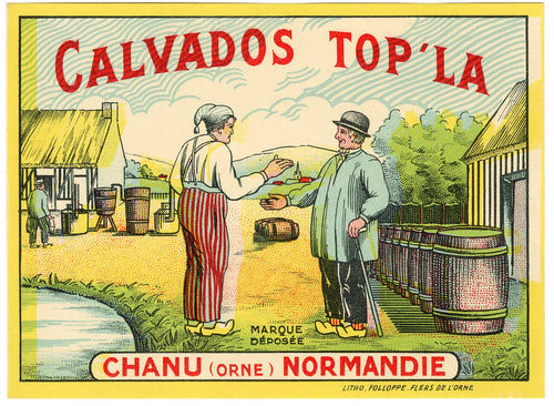 Antique, Unused, French CALVADOS TOP 'LA LABEL, Hard Cider, Normandy