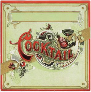 Antique, Unused COCKTAIL LABEL, Fruit Alcohol, Elaborate Design