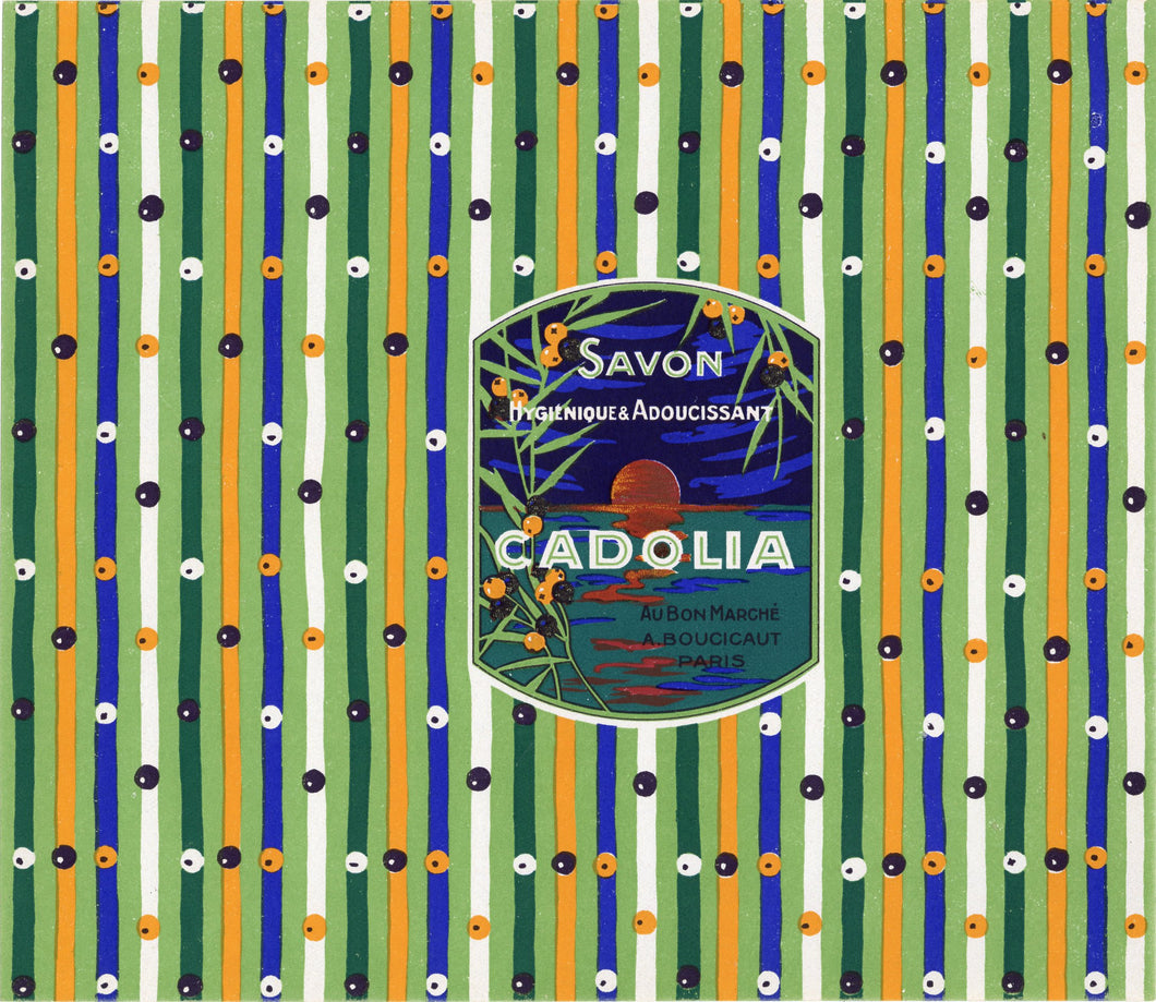 Vintage, Unused, French Art Deco SAVON CADOLIA Soap Box Label || Paris, France