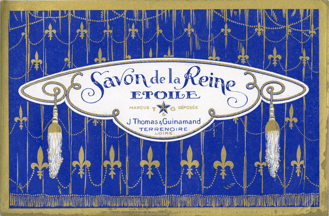 Vintage, Unused, French Art Deco SAVON DE LA REINE ETOILE Perfume Label || Terrenoire Loire 