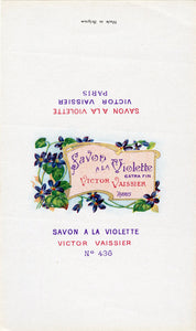 Vintage, Unused, French Art Deco SAVON A LA VIOLETTE Soap Label || Victor Vassier