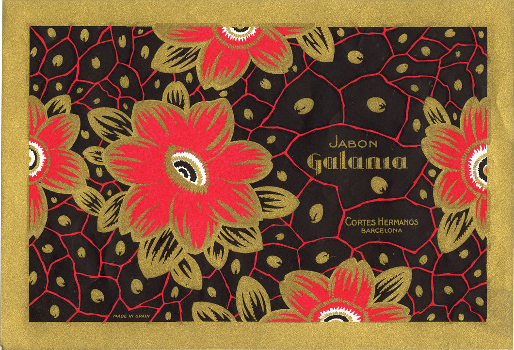 Vintage, Unused, Spanish Art Deco GALANIA Soap Box Label SET of Two, Barcelona
