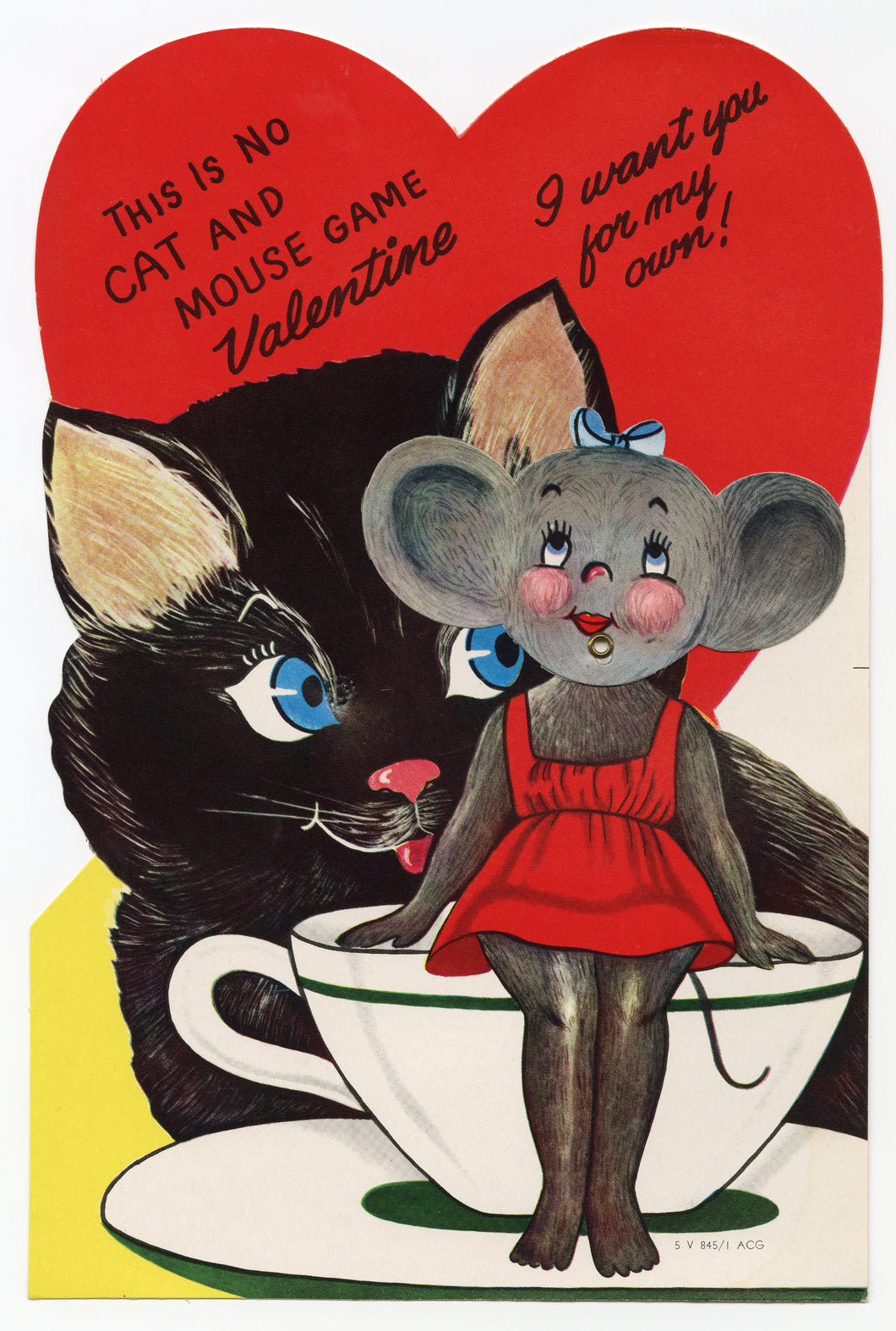 Assorted Unused 1950's VALENTINES with Envelopes || Cat and Mouse Game