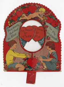 Antique MECHANICAL 1920's VALENTINE || "Two Hearts that Beat as One"
