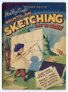 1937 Hobby Craft POINTS ON SKETCHING Kid's Instructional Drawing Book
