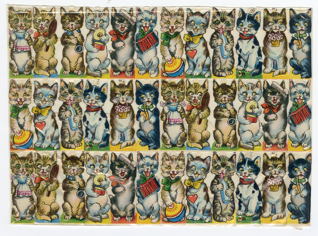 Vintage Embossed Cartoon Cat Cut-Outs, Scrap || 36 Pieces
