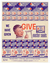 Load image into Gallery viewer, 1957 Help Crippled Children EASTER SEALS, Poster Stamps || Unused Sheet