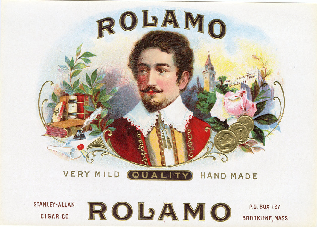 Antique Unused ROLAMO Tobacco Label || Gold, Embossed