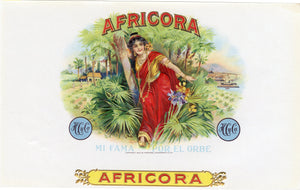 Antique, Unused AFRICORA Cigar, Tobacco Label || Gold, Embossed