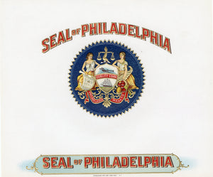 Antique, Unused SEAL OF PHILADELPHIA Cigar, Tobacco Label || Gold, Embossed