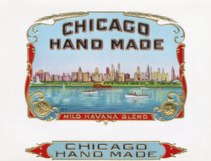 Antique, Unused CHICAGO HANDMADE Cigar, Tobacco Label || Gold, Embossed