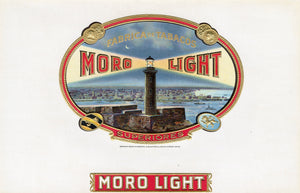 Antique Unused MORO LIGHT Cigar, Tobacco Label || Gold, Embossed