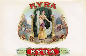 Antique Unused KYRA Cigar, Tobacco Label || Gold, Embossed, Arabian Nights