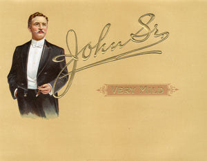 Antique Unused JOHN SR. Cigar, Tobacco Label || Gold, Embossed, Gentleman