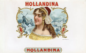 Antique Unused HOLLANDINA Cigar, Tobacco Label || Gold, Embossed, Holland