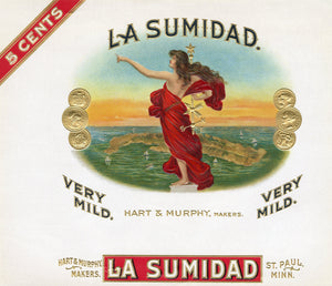 Antique Unused LA SUMIDAD Cigar, Tobacco Label || Gold, Embossed
