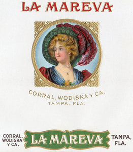 Antique Unused LA MAREVA Cuban Cigar, Tobacco Label || Gold, Embossed 