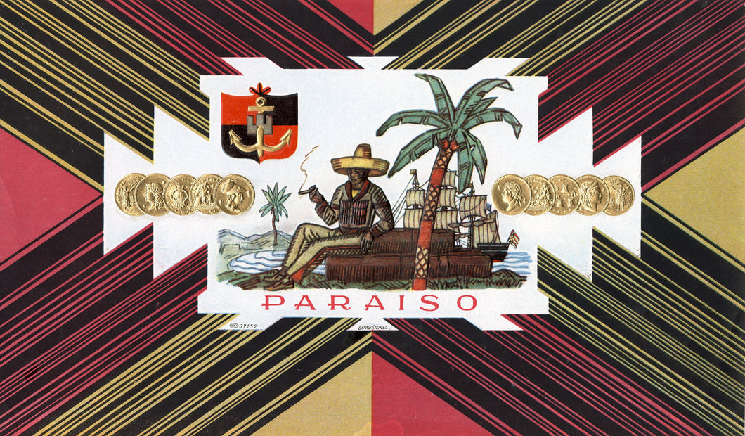 Antique Unused PARAISO Cuban Cigar, Tobacco Label || Gold, Embossed