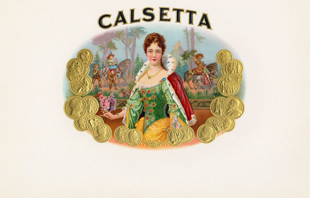 Antique Unused CALSETTA Cuban Cigar, Tobacco Label || Gold, Embossed