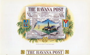 Antique Unused THE HAVANA POST Cuban Cigar, Tobacco Label || Gold, Embossed, Newspaper