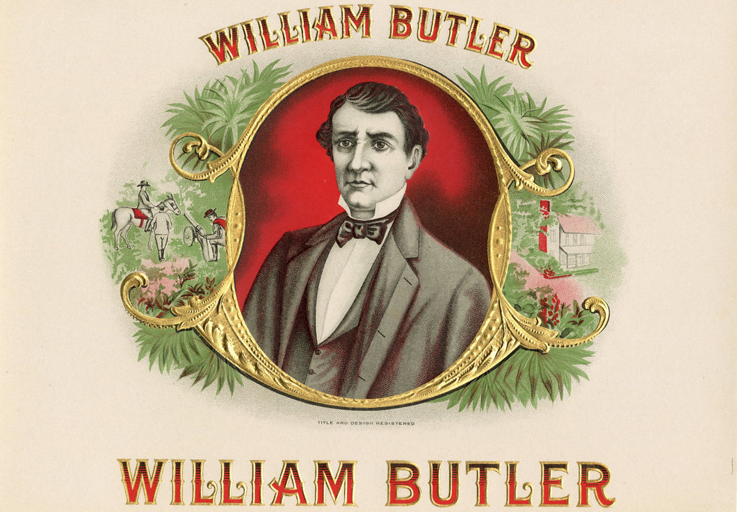 Antique Unused WILLIAM BUTLER Cigar, Tobacco Label || Gold, Embossed