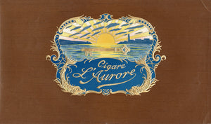 Antique Unused French CIGARE L'AURORE Cigar Label || Embossed, Sunset