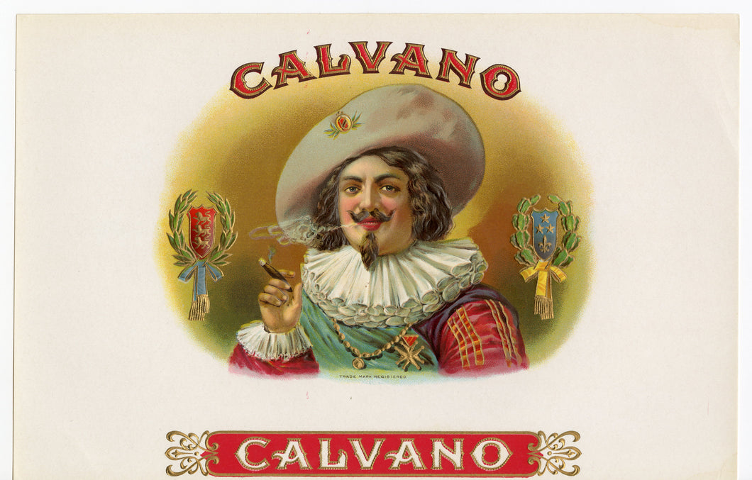 Antique Unused CALVANO Cuban Cigar, Tobacco Label || Gold, Embossed