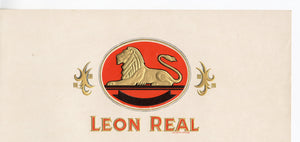 Antique Unused LEON REAL Cigar, Tobacco Label || Gold, Embossed
