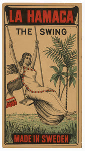 Antique, Unused La Hamaca, The Swing Safety Match Label || Woman on Swing