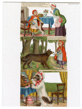 Load image into Gallery viewer, Die-cut Victorian LITTLE RED RIDING HOOD Picture Story Cards, Full Set of Six Cards