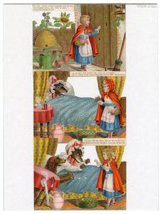 Die-cut Victorian LITTLE RED RIDING HOOD Picture Story Cards, Full Set of Six Cards