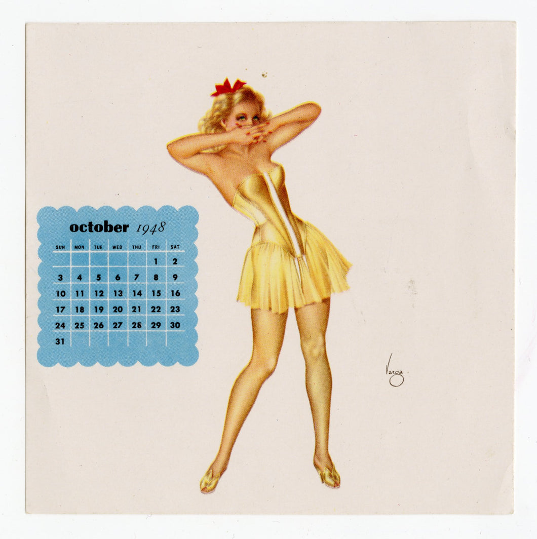 Varga Pinup Girl Small Calendar Page, October 1948