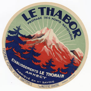 Antique Unused French Le Thabor, Processed Cheese, Art Deco Label